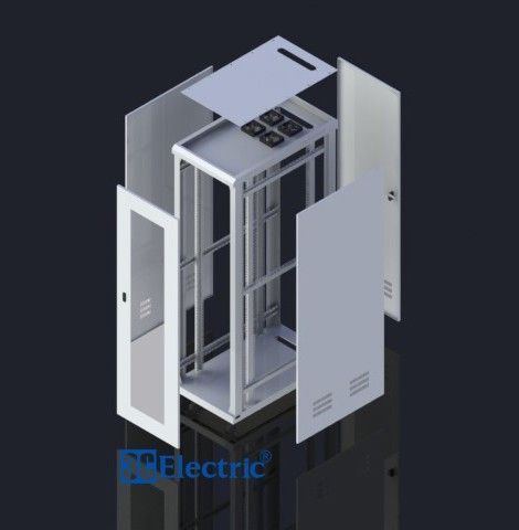 TỦ RACK 42U-D1100 MÀU TRẮNG – CÁNH CỬA MICA