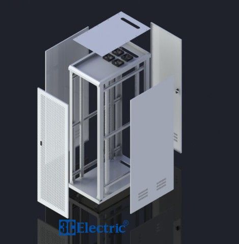 TỦ RACK 42U-D1100 MÀU TRẮNG – CÁNH CỬA LƯỚI