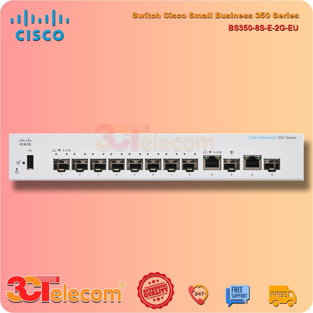 Switch Cisco CBS350-8S-E-2G-EU: 8 Port Gigabit SFP, 2 Gigabit copper/SFP combo ports