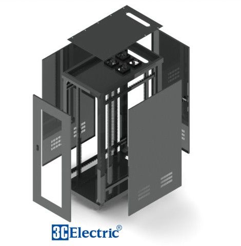 TỦ RACK 32U-D1000 – CÁNH CỬA MICA – MÀU ĐEN