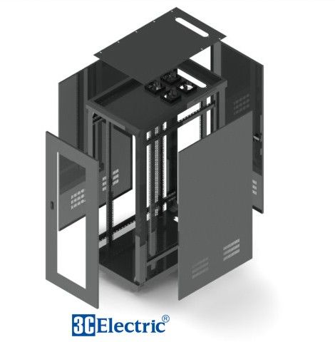 TỦ RACK 36U-D1000 – CÁNH CỬA MICA – MÀU ĐEN