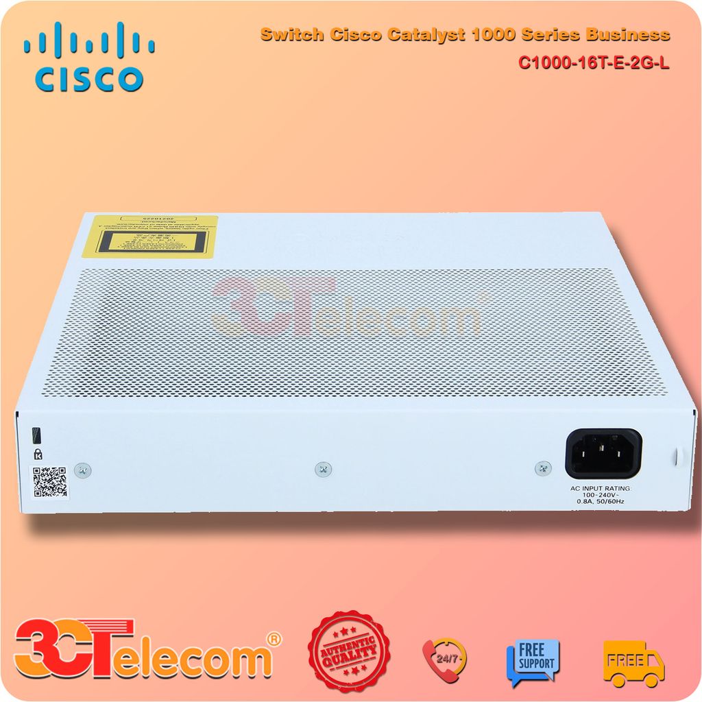 Switch Cisco C1000-16T-E-2G-L: 16x 10/100/1000 Ethernet ports, 2x 1G SFP uplinks with external PS