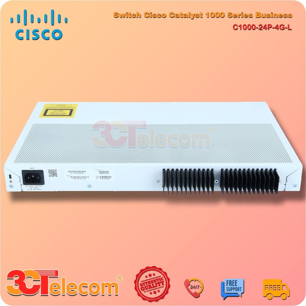 Switch Cisco C1000-24P-4G-L: 24x 10/100/1000 Ethernet PoE+ ports and 195W PoE budget, 4x 1G SFP uplinks