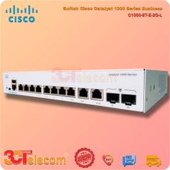 Switch Cisco C1000-8T-E-2G-L: 8x 10/100/1000 Ethernet ports, 2x 1G SFP and RJ-45 combo uplinks, with external PS