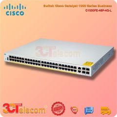 Switch Cisco C1000FE-48P-4G-L: 48x 10/100 Ethernet PoE+ and 370W PoE budget ports, 2x 1GSFP and RJ-45 combo uplinks and 2x 1G SFP uplinks