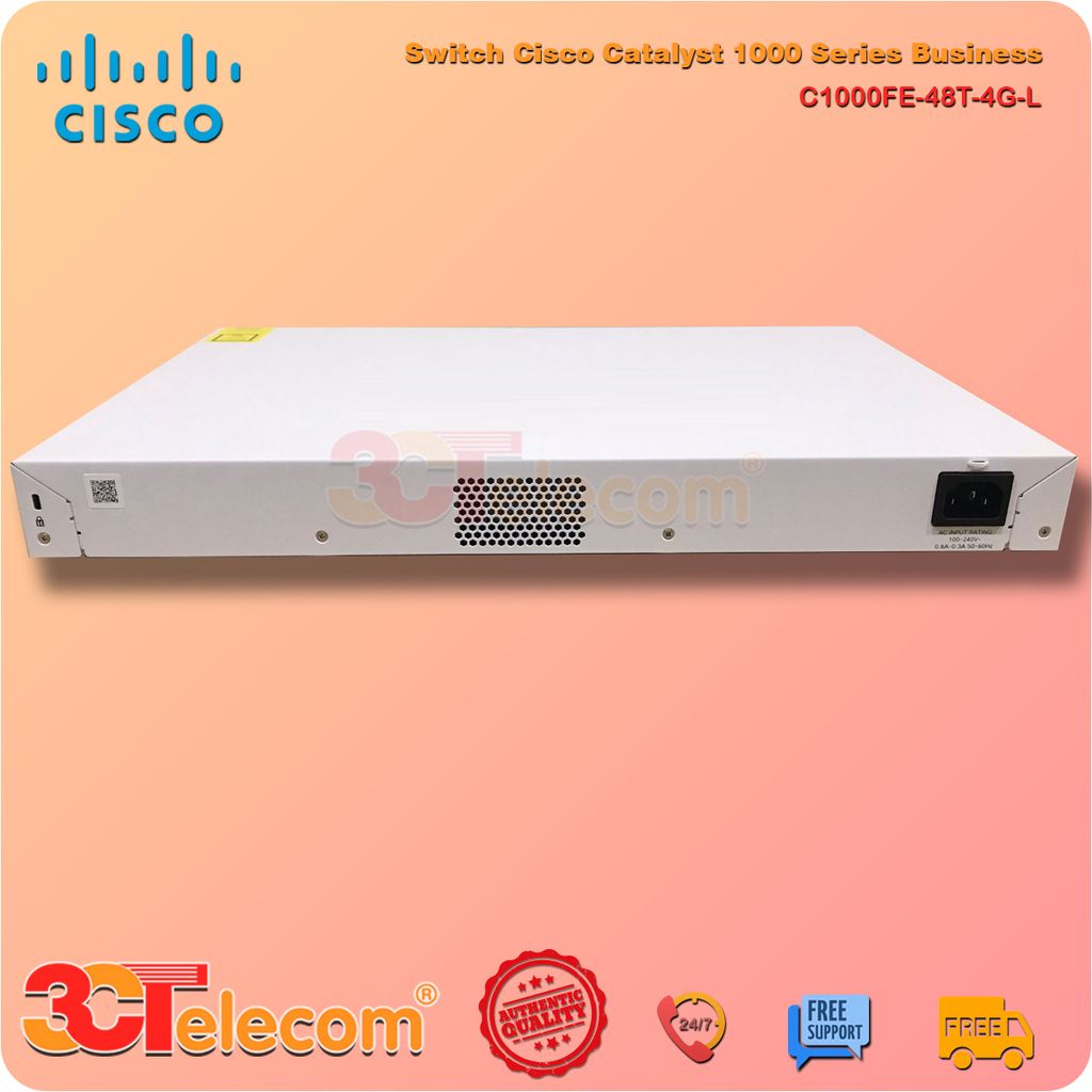 Switch Cisco C1000FE-48T-4G-L: 48x 10/100 Ethernet ports, 2x 1GSFP and RJ-45 combo uplinks and 2x 1G SFP uplinks
