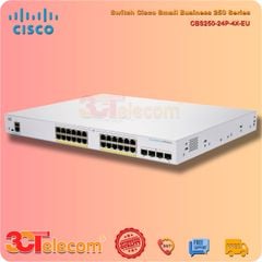 Switch Cisco CBS250-24P-4X-EU: 24-Port 10/100/1000 Mbps PoE+ 195W, 4 Port 10 Gigabit SFP+