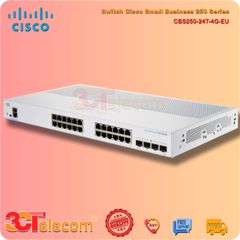 Switch Cisco CBS250-24T-4G-EU: 24-Port 10/100/1000 Mbps, 4 Port Gigabit SFP uplink