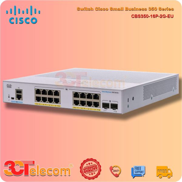 Switch Cisco CBS350-16P-2G-EU: 16-10/100/1000 PoE+ ports with 120W power budget,  2 Gigabit SFP