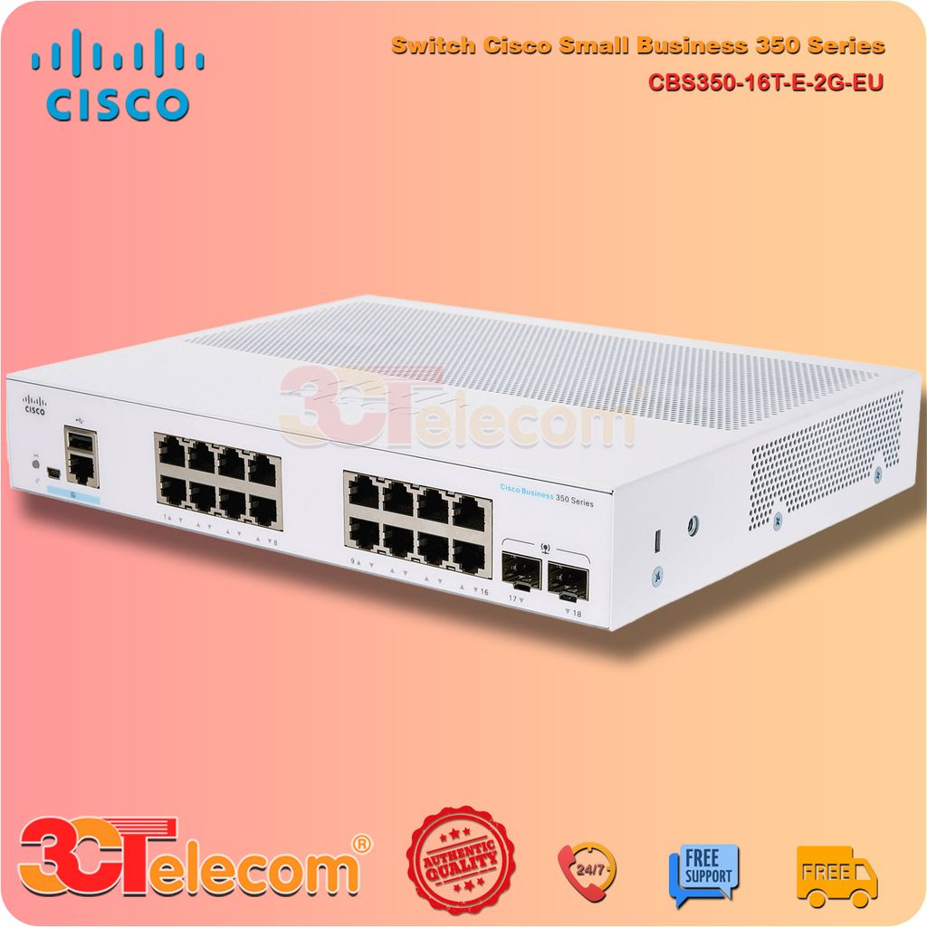 Switch Cisco CBS350-16T-E-2G-EU: 16 Port-10/100/1000 ports, 2 Gigabit SFP