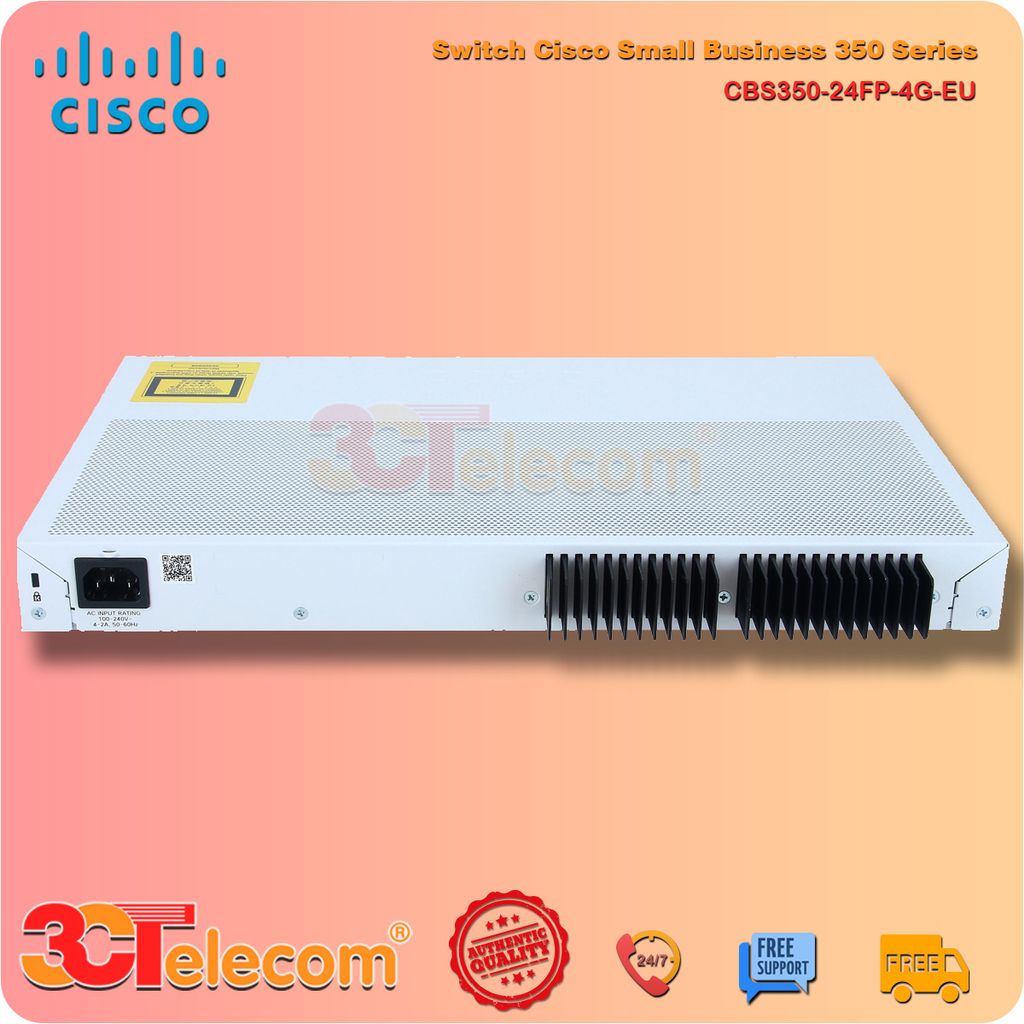 Switch Cisco CBS350-24FP-4G-EU: 24-10/100/1000 PoE+ ports with 370W power budget, 4 Gigabit SFP, Rack-mountable