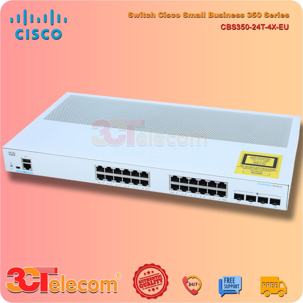 Switch Cisco CBS350-24T-4X-EU: 24 Port 10/100/1000 ports, 4 Port 10 Gigabit SFP+