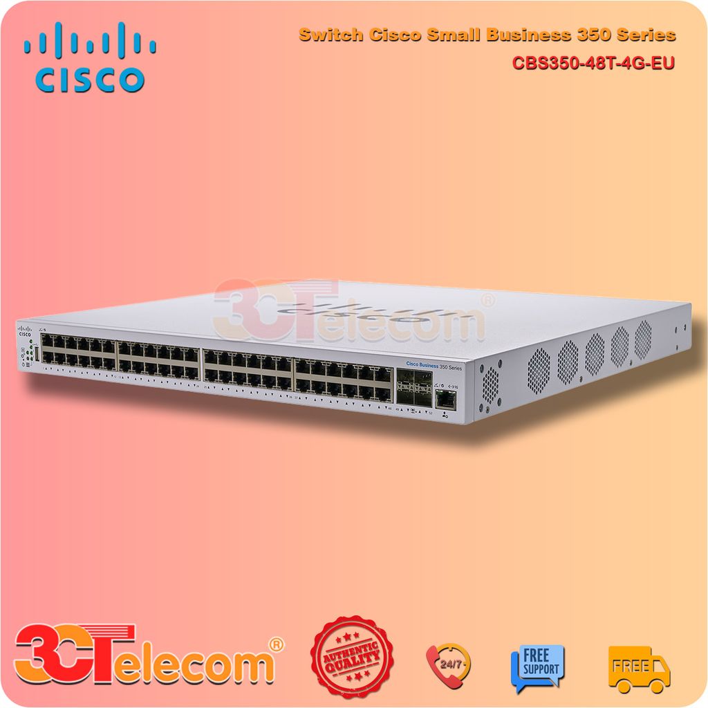 Switch Cisco CBS350-48T-4G-EU: 48 10/100/1000 ports, 4 Gigabit SFP, Rack-mountable