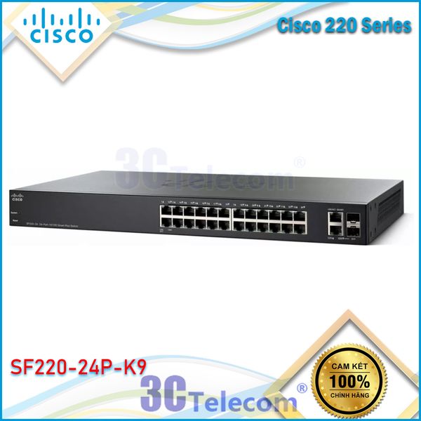 Switch Cisco SF220-24P-K9: 24-Port 10/100 PoE Smart Switch