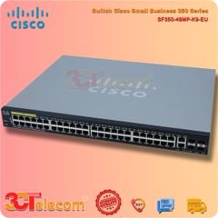 Switch Cisco SF350-48MP-K9-EU: 48 10/100 PoE+ ports (8 support 60W PoE), 2 Gigabit copper/SFP combo + 2 SFP port,740W PoE power budget