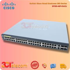 Switch Cisco SF350-48P-K9-EU: 48 10/100 PoE+ ports (8 support 60W PoE), 2 Gigabit copper/SFP combo + 2 SFP port, 382W PoE power budget
