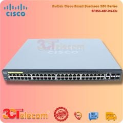 Switch Cisco SF350-48P-K9-EU: 48 10/100 PoE+ ports (8 support 60W PoE), 2 Gigabit copper/SFP combo + 2 SFP port, 382W PoE power budget