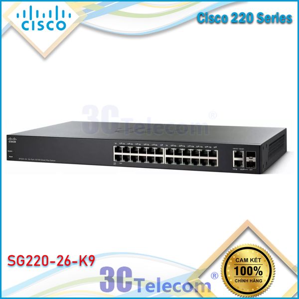 Switch Cisco SG220-26-K9: 24-Port 10/100/1000 Smart Switch