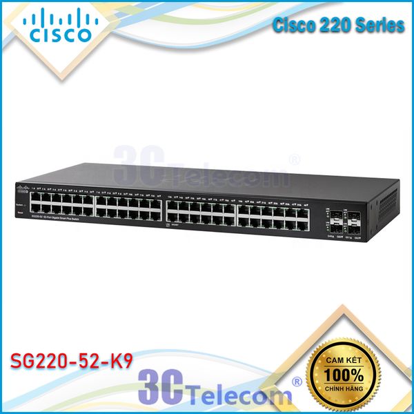 Switch Cisco SG220-52-K9: 48-Port 10/100/1000 Smart Switch