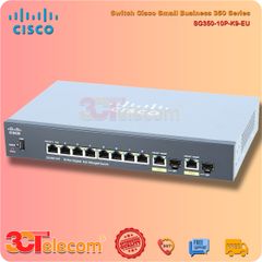 Switch Cisco SG350-10P-K9-EU: 8P-10/100/1000 PoE+ ports, 2 Gigabit copper/SFP combo,  62W PoE power budget