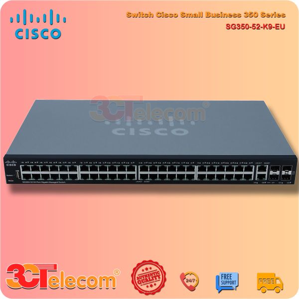 Switch Cisco SG350-52-K9-EU: 48-10/100/1000 ports, 2 Gigabit copper/SFP combo + 2 SFP ports