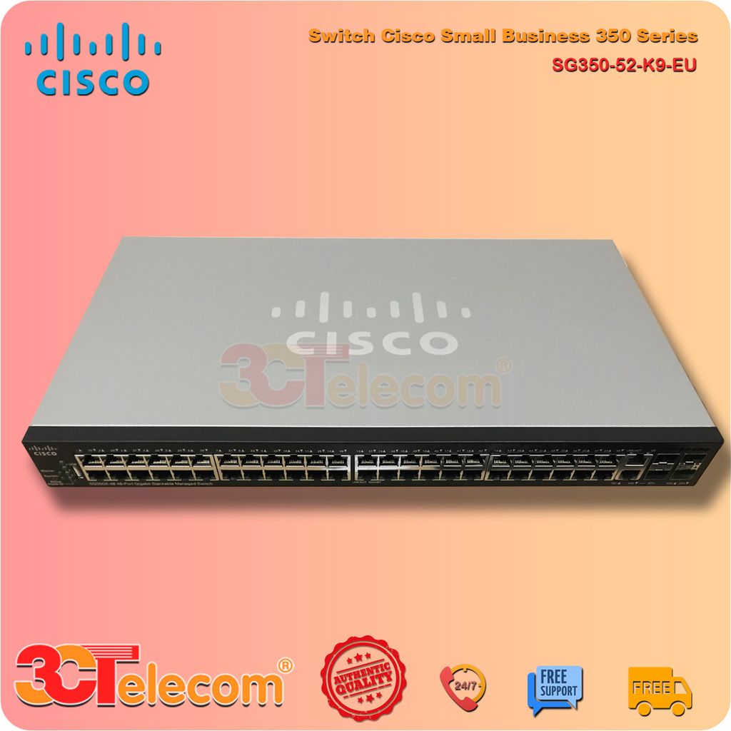 Switch Cisco SG350-52-K9-EU: 48-10/100/1000 ports, 2 Gigabit copper/SFP combo + 2 SFP ports