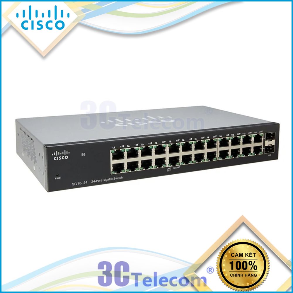 SG95-24: switch cisco 24 port 10/100/1000 Mbps, 2 combo mini-GBIC slots Rack Switch