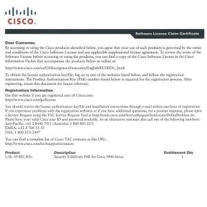 License Router IOS Cisco L-SL-39-SEC-K9