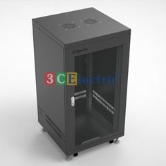 TỦ RACK 22U D600 MÀU ĐEN CỬA LƯỚI