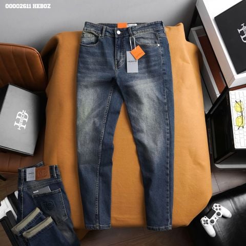 Quần jean nam Heboz dáng slim trơn D006 - 00002611