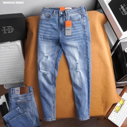 Quần jean nam Heboz dáng slim rách 087 - 00002431
