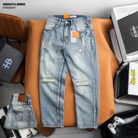 Quần jean nam Heboz dáng suông rách D028 - 00002714