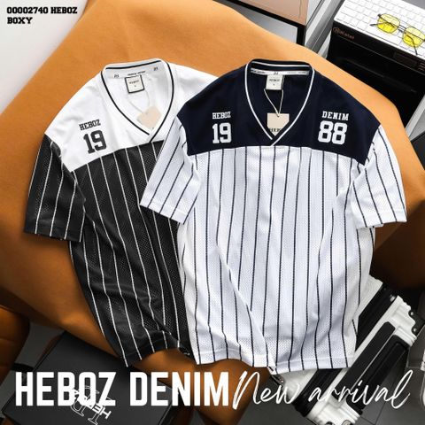 Áo thun nam Heboz baseball cổ V 2M - 00002740