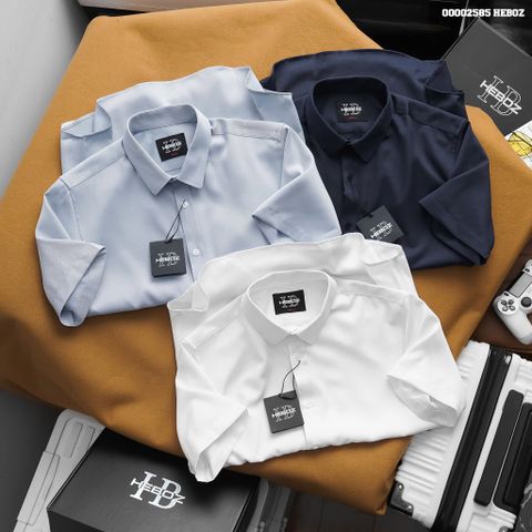 Áo sơ mi nam Heboz ngắn tay Gân chéo 3M - 00002585