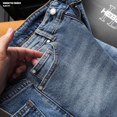 Quần jean nam Heboz dáng slim trơn D040 - 00002749