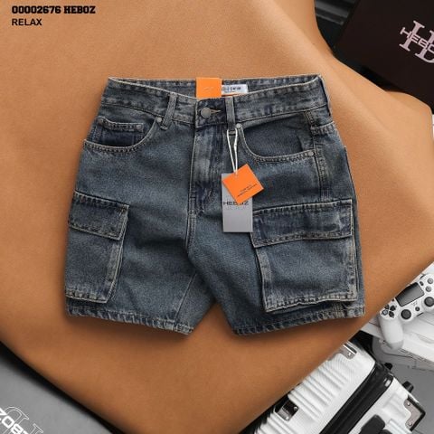 Quần short jean nam Heboz cargo S020 - 00002676