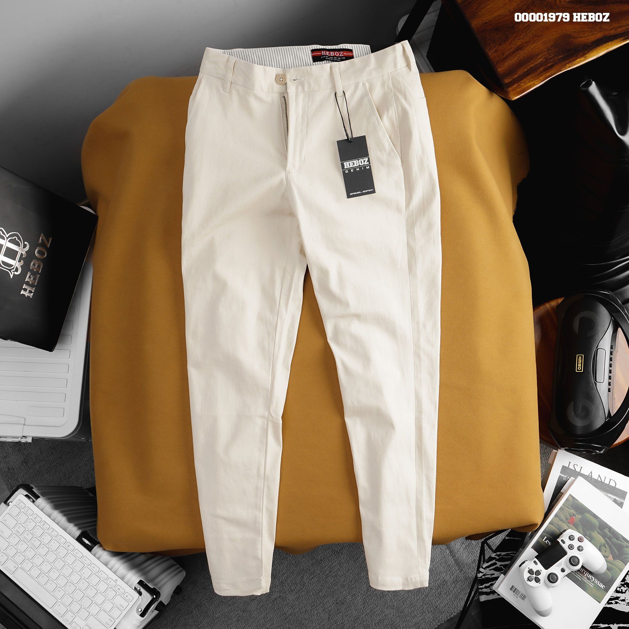 Quần kaki nam Heboz basic nhấn túi 3M - 00001979