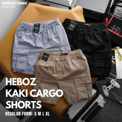 Quần short nam Heboz cargo kaki 3M - 00002297