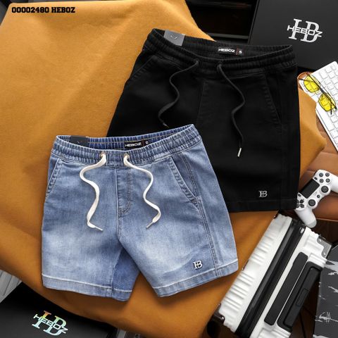 Quần short jean nam Heboz cạp thun logo 2M - 00002480