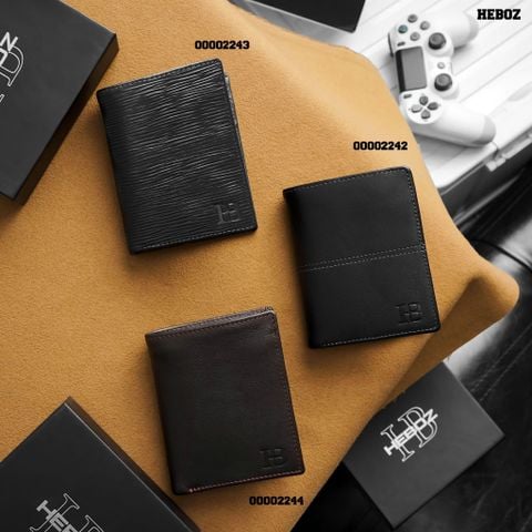 Ví da đứng Heboz 06 (ĐEN PHỐI CHỈ) - 00002242