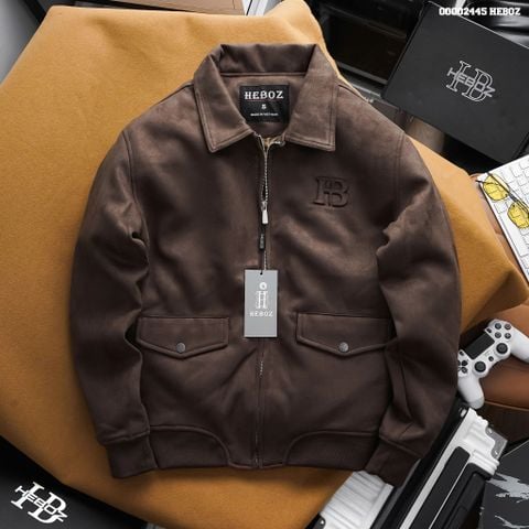 Áo khoác nam Heboz da lộn logo 3M - 00002445