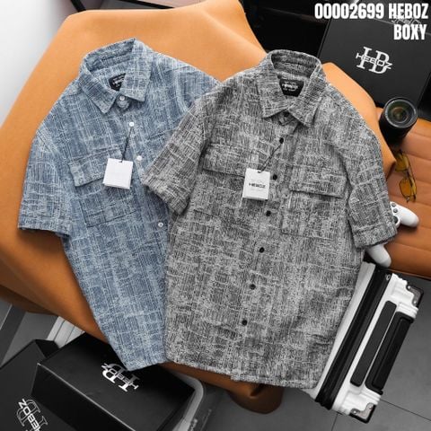 Áo sơ mi nam Heboz tay ngắn Jacquard 2 túi nắp 2M - 00002699