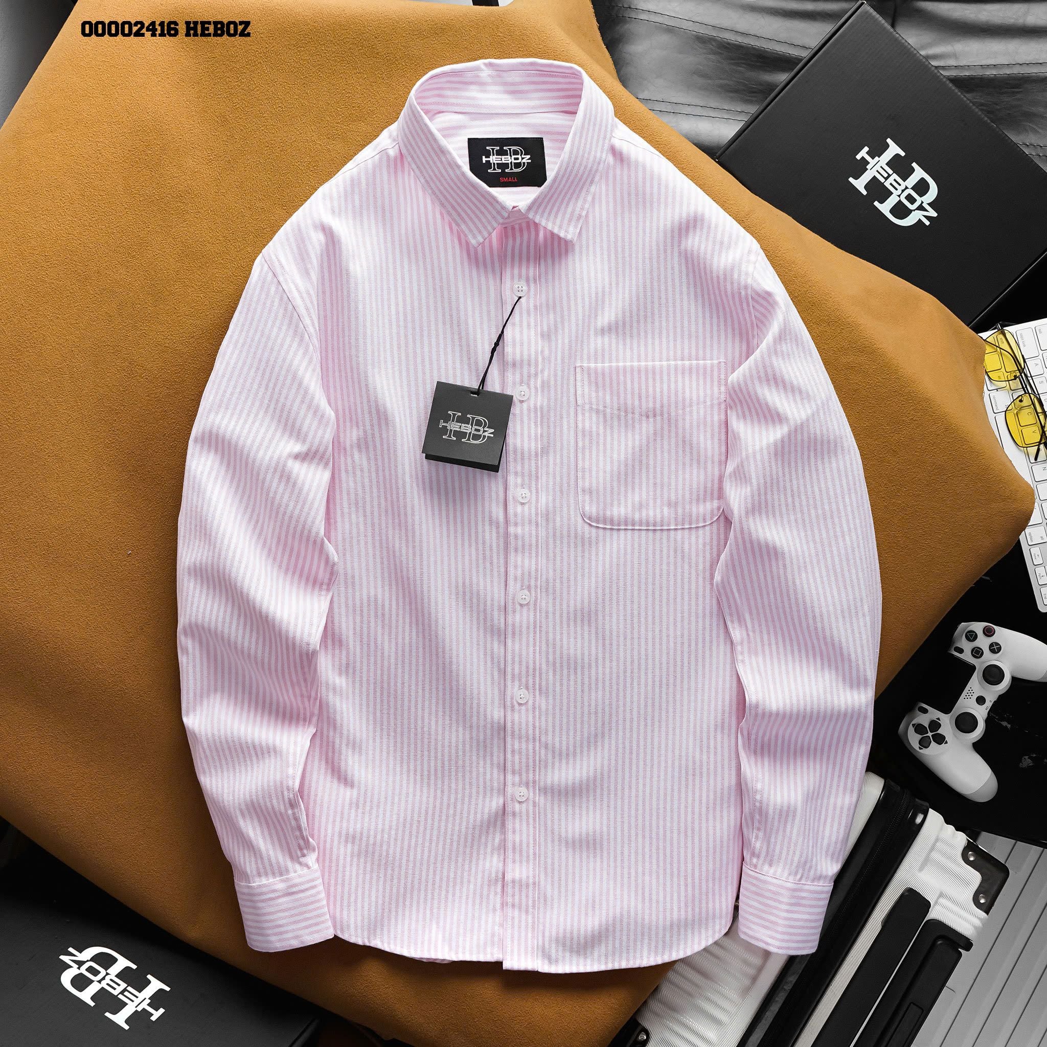 Áo sơ mi nam Heboz oxford stripped Pocket 4M - 00002416