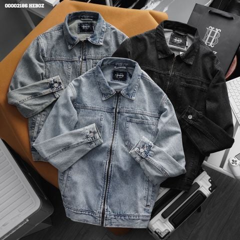 Áo khoác nam Heboz vải jean dây kéo 3M - 00002186