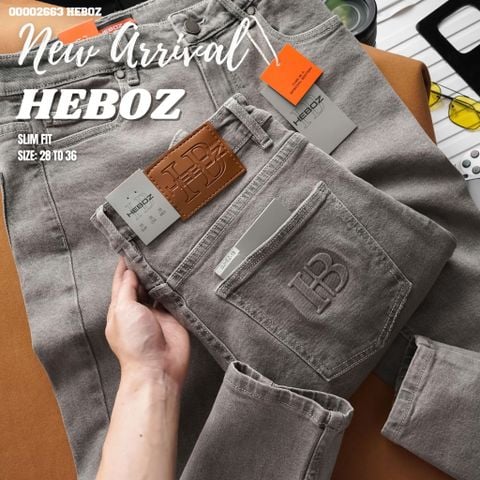Quần jean nam Heboz dáng slim trơn D019 - 00002663