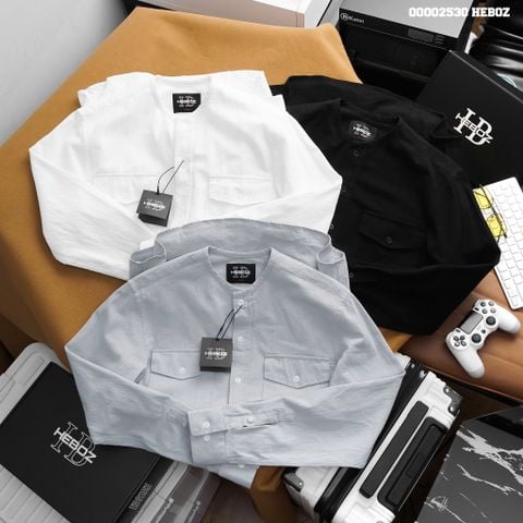 Áo sơ mi nam Heboz cổ trụ 2 túi 3M - 00002530