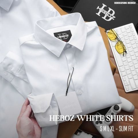 Áo sơ mi nam Heboz trắng gân chéo nhỏ - 00002586
