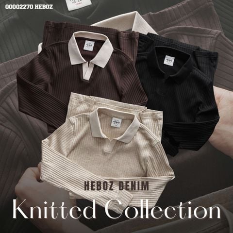 Áo polo nam Heboz dài tay cổ V dệt kim 3M - 00002270