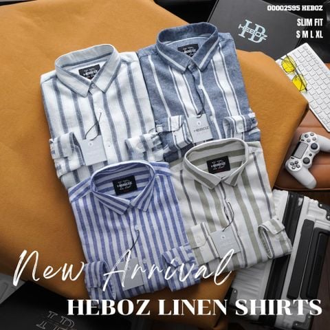 Áo sơ mi nam Heboz linen stripped 4M - 00002595