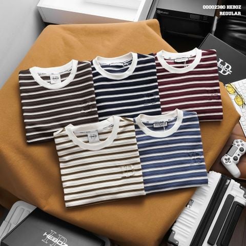 Áo thun nam Heboz sọc cotton 3M - 00002380